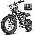 Electric Bike for Adults - K6 20 x 4 Inch Fat Tire, 28 MPH(PAS), 750W/Peak 1500W Motor, 7 Speed Electric Motorcycle, 48V15AH Detachable Battery, 4 Riding Modes Electric Dirt Bike, UL 2849 Certified