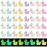 BENOSPACE 48Pcs Luminous Duck Charms Glow in The Dark Beads Mini Resin Duck Shape Pendant Animal UV Bead Solar Bead DIY Accessories for Jewelry Making Necklaces Bracelets Earrings Arts Supplies Crafts