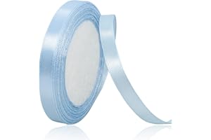 XMASOLD Light Blue Ribbon 3/8 Inch, 25 Yards Satin Fabric Ribbons for Christmas Gift Wrapping, Christmas Garland, Christmas Tree Ornaments, Bows Making, DIY Crafts, Sewing Projects and Wedding Party