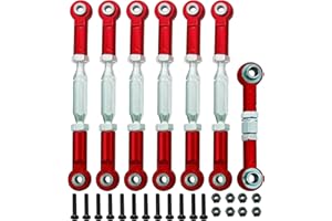 BingHFobbyHuo Adjustable Turnbuckles Set/Camber Links with Rod Ends Set for 1/10 Traxxas Slash 4X4 2WD /Rustler 2WD 4X4/Hoss 2WD 4X4/ Stampede 2WD 4X4/ Upgrades(Red)