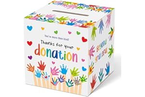 Kolldenn Donation Boxes for Fundraising 6 x 6 x 6 Inches Cardboard Box for Ticket Charity Box Money Suggestion Ballot Raffle Box