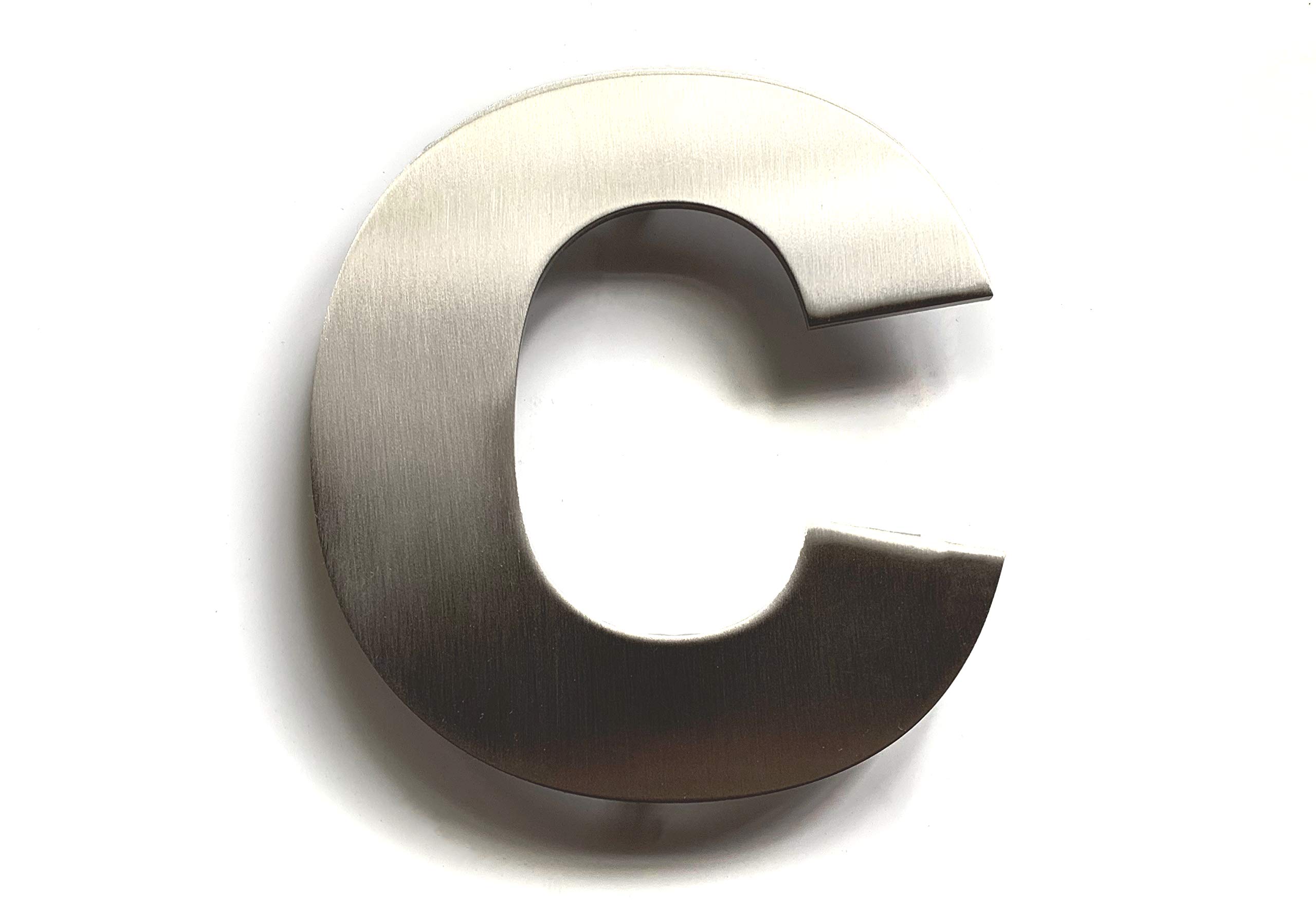 ASC FLOATING HOUSE NUMBER - Lower Case - Letter 'c' (Flat/Apartment etc) - Brushed Stainless Steel House/Door Number - 6" / 15cm Tall