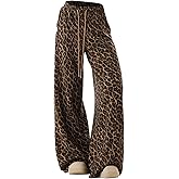 SHENHE Women's Leopard Baggy Sweatpants Drawstring Wide Leg Cheetah Print Casual Lounge Sweat Pants