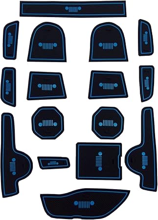 Amazon ストレージ マットアームレストアンチダスト 滑り止め内装ドアカバー用hanswdジープ レネゲード16 16パック 青 フロアマット 車 バイク