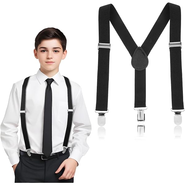 Boys & Kids Suspenders With Metal Clips - Adjustable Y-Back Suspenders, Red, 43 Inch Extended Length