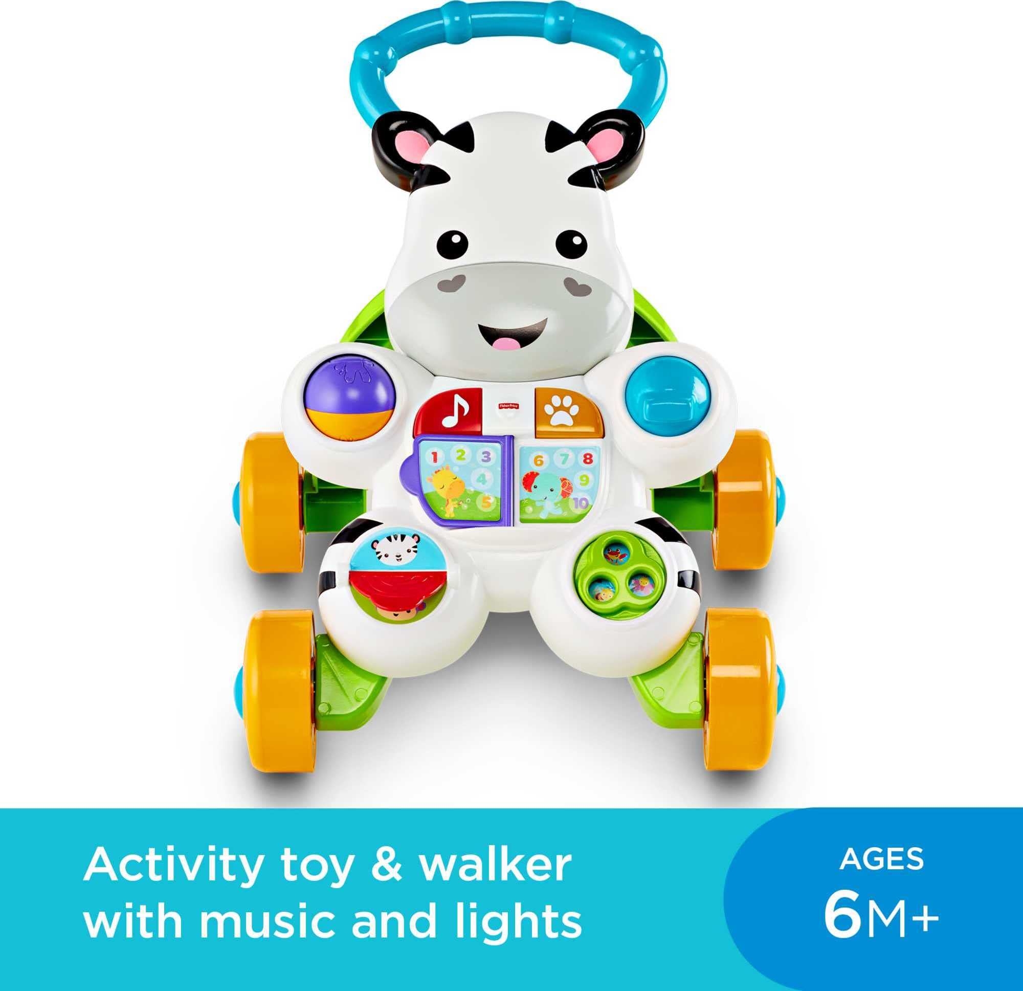 Fisher-Price Baby Push Toy Learn with Me Zebra Walker Musical Learning Activity with Lights & Fine Motor Play for Infants Ages 6+ Months (Amazon Exclusive)