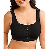 LANCS Wireless Front Closure Compression Bras for Women Post Surgery Mastectomy Everyday Bra with Adjustable Straps