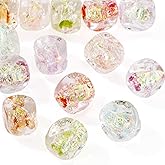 Cheriswelry 14pcs Cuboid Faceted Foil Lampwork Glass Beads Crystal Handmade Loose Spacer Bracelet Beads 7 Color Square Craft Decorative Bead for DIY Earring Necklace Jewelry Making 12-13mm