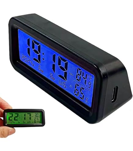 12V Multi-Function car Cigarette Lighter LCD Clock, Indoor Outdoor Car LCD Digital Thermometer,Tempeure Meter Clock Probe Sensor Automotive