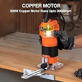 TOPWAY 500W Electric Hand Trimmer Wood Router with 2 Collets 1/4" and 6mm view 4