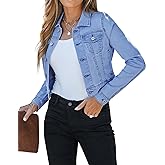 luvamia 2026 Cropped Jean Jackets for Women Fashion Short Denim Shacket Jacket Lightweight Fitted Stretchy with Pockets