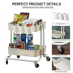 2-Tier Utility Rolling Cart Storage Sofa Side Table