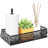 Toilet Tank Topper Paper Basket - Basket Decor Box with Magnetic Paper Towel Holder for Restroom Bathroom (Black)