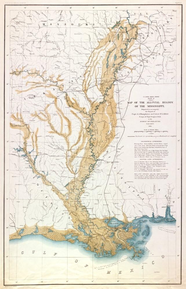 Map Mississippi River 1861 NMap Of The Alluvial Region Of