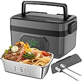 KAZRBEP Electric Lunch Box For Adults - 1.6L Cordless Electric Lunch Box 24000mAh Battery-Powered Heated, 5-Sided Heating & Smart Reservation | Portable Heated for Office, Truck, Camping