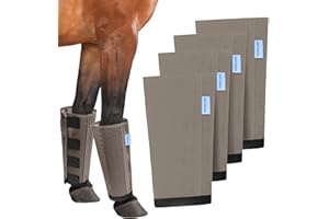 OAHELAKE Mesh Horse Fly Boots Set of 4, Loose Fitting Leggings for Horses, Reduce Stressful Stomping, Breathable Adjustable and Universal Fit for 4 Legs, Reliable Stay Put