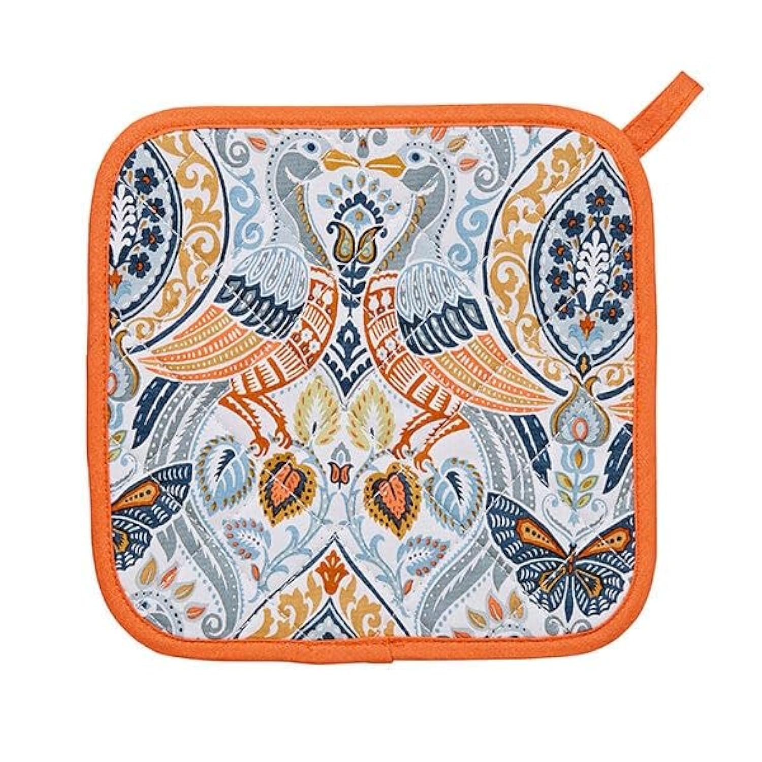 Ulster Weavers - Orange Bohemian Pot Mat/Pot Holder (21 x 21cm) - 100% Cotton - Cotton Trivet with Paisley Print - Boho Pot Mat - For Hot Pan Mat in Orange - Trivets for Hot Pans - Kitchen Accessories