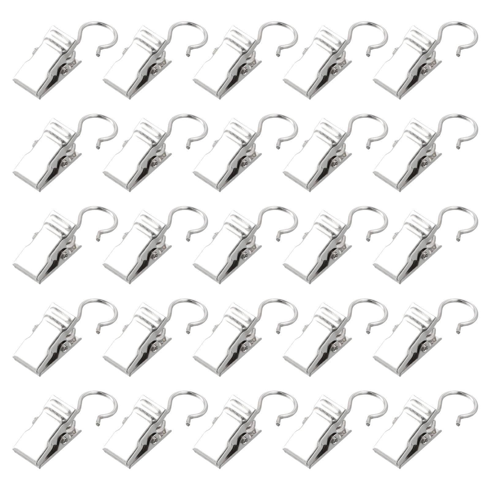 Volumoon 100 Pack Curtain Clips with Hooks, Stainless Steel Shower Curtain Hooks with Clips, Small Heavy-Duty Hook Clip Set, Metal Curtain Hangers Clips for Curtain Photos Bedroom Home Decoration