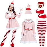 rumnigh Christmas Elves Costume For Women,Elves costume adult Women Christmas Cosplay Costume Full Set