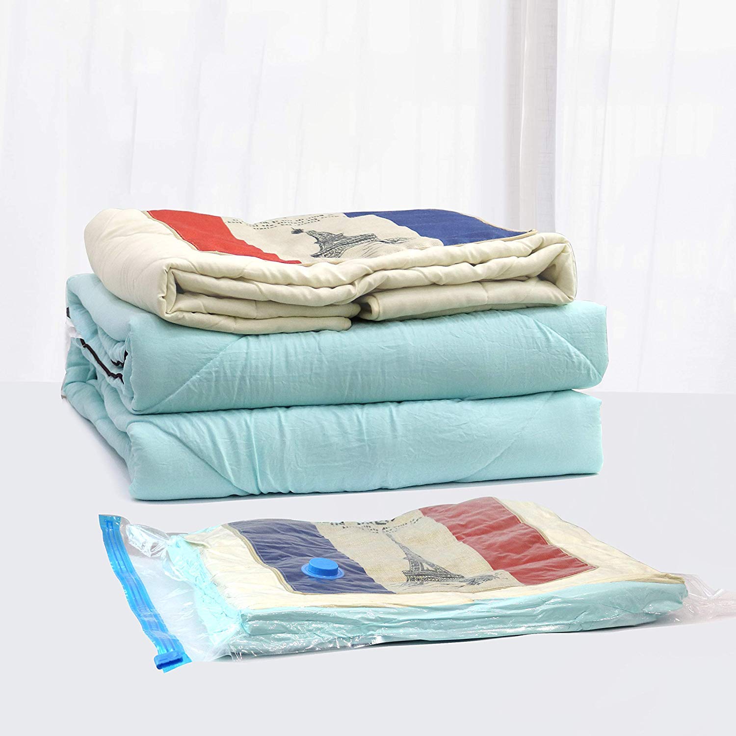 Premium Vacuum Storage Bags* (8pack 100 x 80CM ) Extra Thick Space Saver Bags* Thicker and Stronger Jumbo Vacuum Bag Storage * More bags in the pack than other Brands out there. 8 Jumbo bags + FREE Hand-Pump for Travel!Double-Zip Seal and T