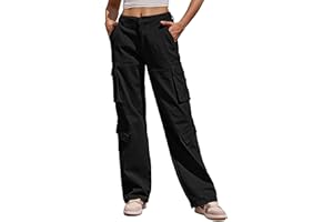 ZMPSIISA Women Pants High Waisted Cargo Pants Combat Military Trousers Wide Leg Casual Pants 8 Pockets