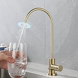 XDSMB Brushed Gold Gooseneck Water Filter Tap Single Cold Kitchen Sink Faucet RO view 2