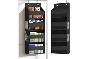 Kaitiemoo 1 Pack 4-Tier Over the Door Organizer, Heavy-Duty Large Deep Pocket Hanging With 4 Large Front & 4 Side Pockets With for Pantry, Kitchen, Bathroom, Dorm, Black
