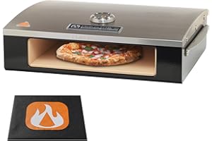 BakerStone Pizza Oven Outdoor, Propane Gas Grill Top Pizza Oven 5-Sided Pizza Stone Stainless Steel Shell, Portable Baking Oven Box Kit with Dust Cover, Professional Series