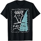 Fido Dido Black Text Frame T-Shirt - Women's Unisex Adults Classic Fit Short Sleeve Crew Neck Collarless Modern Solid T-Shirt