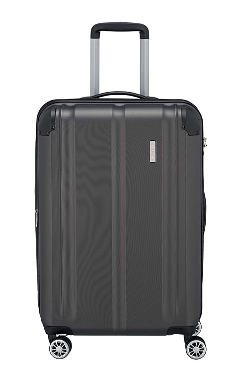 Travelite Leicht, flexibel, sicher: „City“-Hartschalenkoffer für Urlaub und Business (auch mit Vortasche) Koffer, 68 cm, 78 L