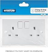 Status 13A Double Gang Switched Wall Socket White UK Plug Faceplate view 7