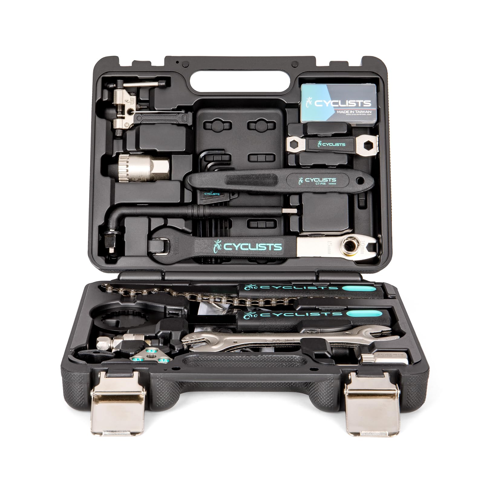 cyclists 22-Piece Bicycle Repair Kit, Portable Tool Box Tool Set for Tyre Chain Assembly Repairs Bike Tool with Carry Case