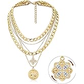 MJartoria Layered Necklaces for Women Trendy Retro Coin Pendant Necklace Dainty Chunky Chain Choker Necklaces for Jewelry Birthday Gifts