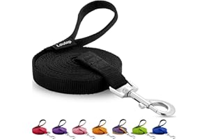 Loutep Dog Training Leash - Long Line for Recall & Obedience, Nylon Training Lead with Padded Handle, 15 ft / 20 ft / 30 ft / 50 ft / 100 ft - Long Leash for Dogs Outside, Small/Medium/Large