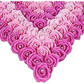 INSUNSIX Pink Roses Artificial Flowers,200PCS Fake Foam Roses 1.97in Artificial Roses with Crystal for Craft DIY Wedding Party Home Decoration(Mixed Pink Colors)