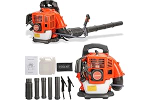 ZTGD Backpack Gas Powered Leaf Blower, 52CC 550CFM 3HP 2 Stroke Grass Lawn Blower Air Cooling Gasoline Backpack Grass Blower with Air-Cooled, Snow Blower for Outdoor (550CFM 52CC)