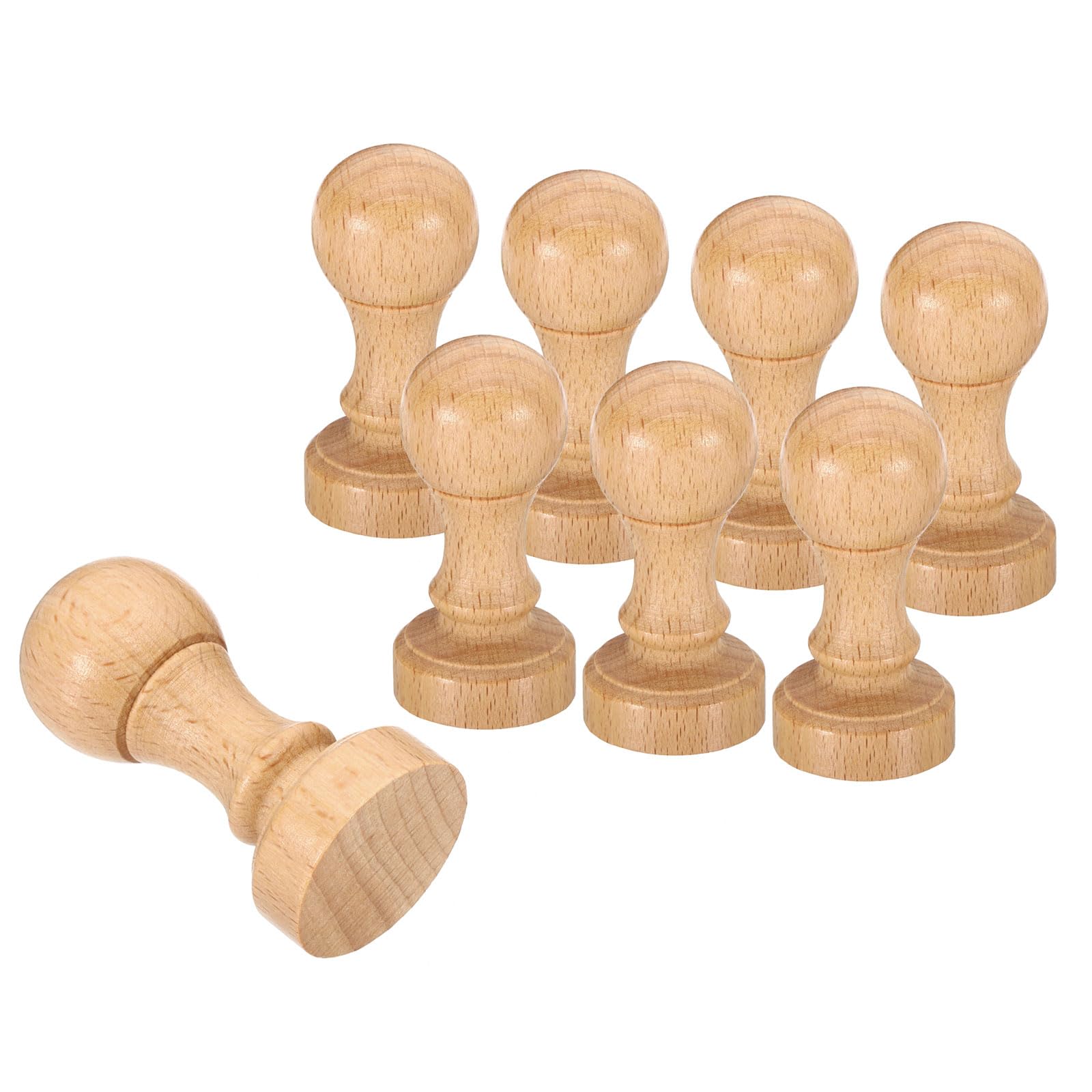 PATIKIL 30mm Stamp Wood Round Handle, 8 Pack Wooden Knobs Stamp Mounts Drawer Pulls for Stamp Making DIY Crafting Scrapbooking, Brown