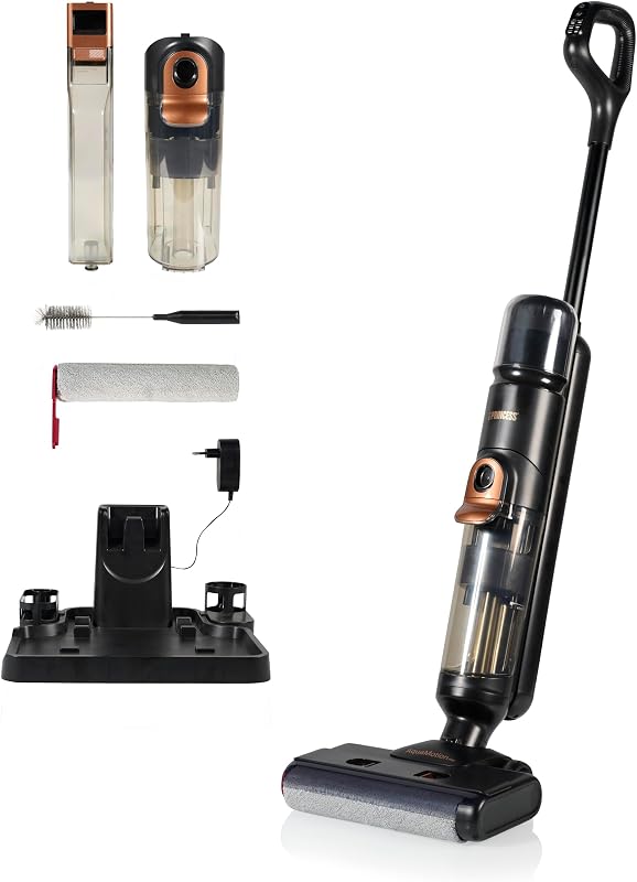 AquaMotion Plus Bodenreiniger, 4-in-1 Saugen, Wischen & Trocknen, Kabellos, 50 Min Laufzeit, HEPA-Filter, Selbstreinigung, 170W, 75dB, Intelligentes Display, Dockingstation, Leicht, 337010