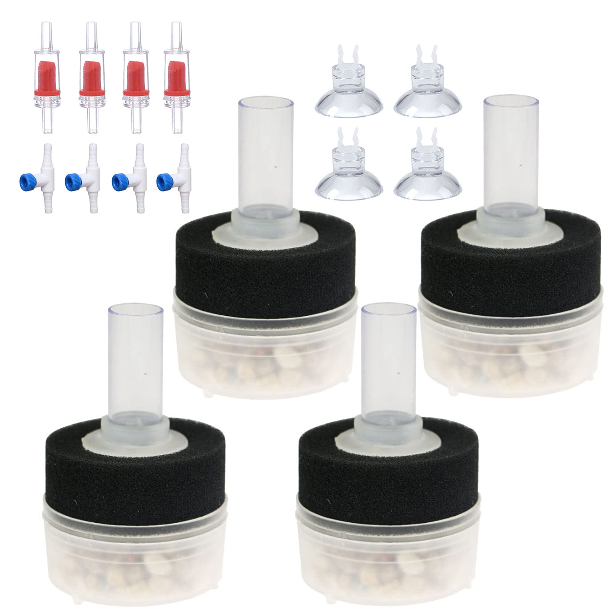 Photo 1 of ALEGI 4pcs Small Aquarium Bio Sponge Filter with Suction Cups, Check Valves for 5 Gal, 10 Gal, 20 Gal Breeding Fry Betta Shrimp Fish Tank (Up to 5 Gallon 4 Pcs)