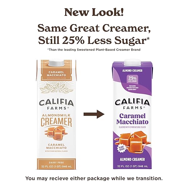 CALIFIA FARMS PECAN CARAMEL ALMONDMILK COFFEE CREAMER WITH COCONUT CREAM, 32 OZ | DAIRY FREE | PLANT BASED | NUT MILK | VEGAN | NON-GMO