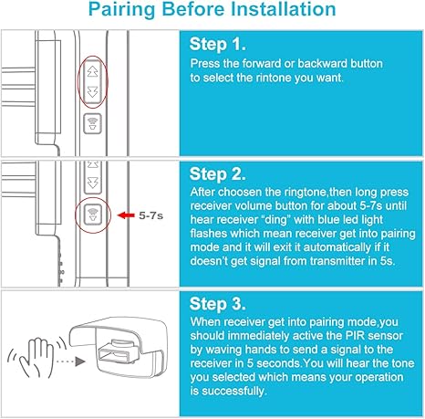 Oprit Alarm Physen Outdoor Weerbestendige Draadloze Bewegingssensor Detector Beveiliging Alert Systeem 1 Pir Bewegingssensor 1 Plug In Ontvanger 52 Chimes Led Indicator 500ft Range Geschikt Voor Thuis Yard Garage Amazon Nl