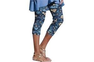 Women's Capri Leggings Denim Look High Wasted Yoga Leggings Stretch Pull on Summer Capris Skinny Beach Travel Pants