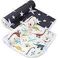 2Pcs Diaper Changing Pads for Baby, Dinosaur Change Mat, 3Layers Waterproof Change Pad Foldable Absorbent Mats for Women, Reusable Incontinence Underpads for Patient 24''x30'' (Dinosaur Black Star)