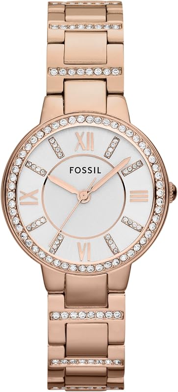 Montre pour femmes Virginia, mouvement à quartz, boîtier en acier inoxydable or rose de 30 mm avec bracelet en acier inoxydable, ES3284