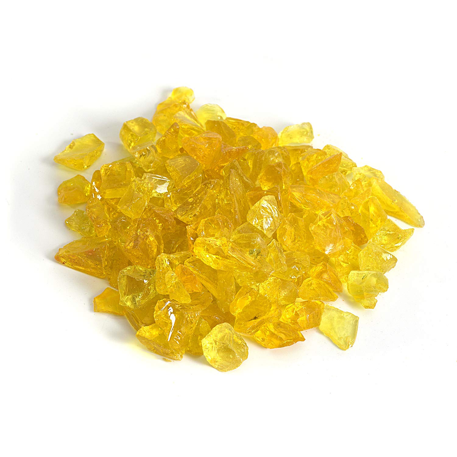 High Luster Reflective Fire Glass Gravel,Fire Gems,Fire Drops,Fire Glass Pebbles Stones Beads Chips for Fire Pit Fish Tank Aquarium Garden,1-2cm,540g/1.19lb (Yellow)