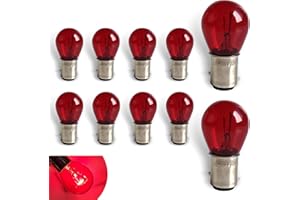 ZBGUN 10 PCS 1157 Light Bulbs, S25 BAY15D Durable Mini Bulb, Super Bright Automotive Brake Light, Universal for Most Cars Brake Lights, Tail Lights, Reversing Lights, Rear Fog Lights (Red)