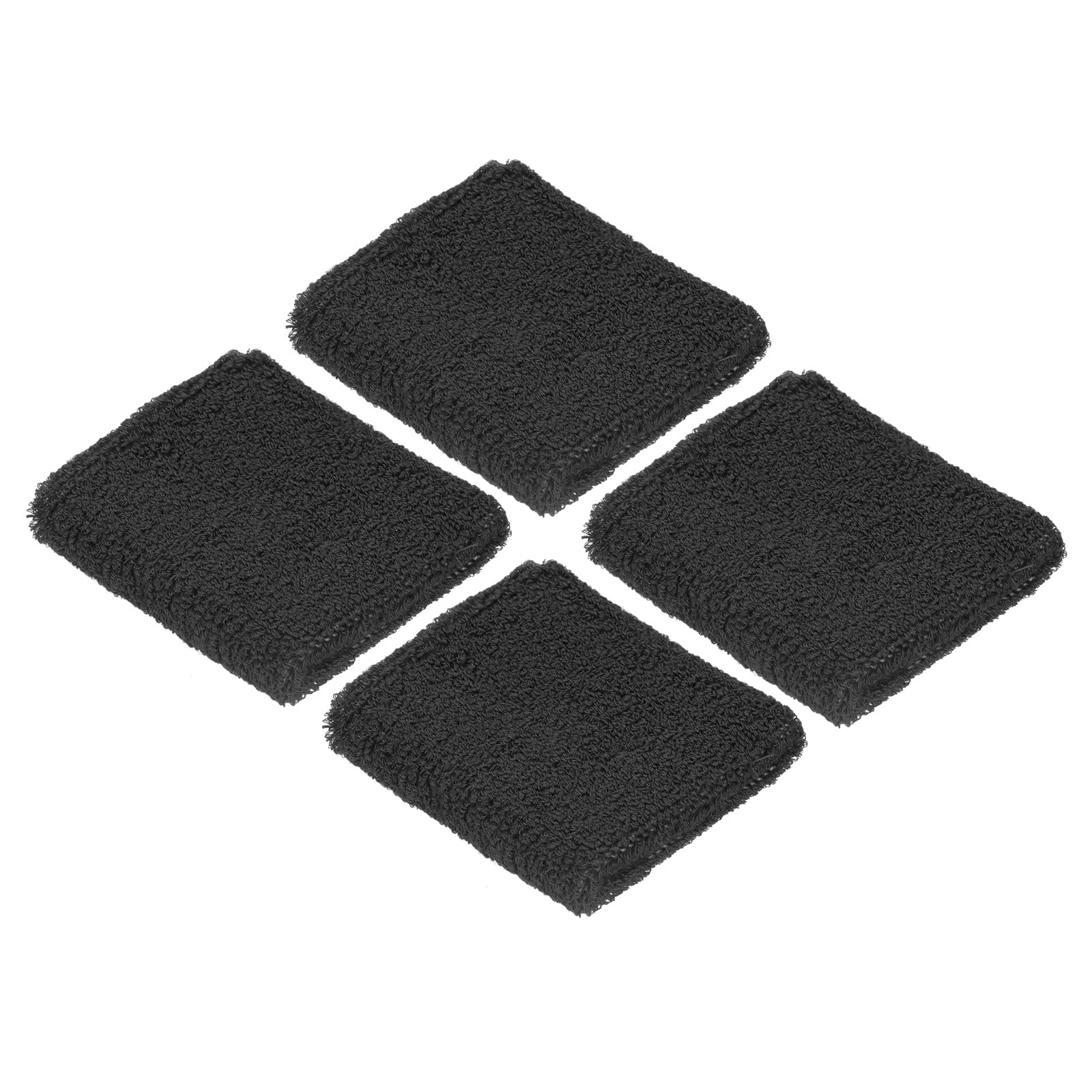 PATIKIL Sports Wristbands 8x8cm, 4 Pack Cotton Terry Cloth Absorbent Sweatband for Tennis Basketball Working Out Athletic Running, Black