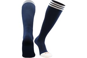 TCK Navy Blue Soccer Socks Kids Youth Girls Boys Womens Mens Athletic Sports Tube Socks, Prosport Striped (Navy/White, Medium)