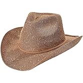 C.C Sparkly Sequin Cowboy Hat with Suede String Trim
