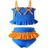 YOUNGER TREE Toddler Swimsuit Girl Two Piece Bikini Set with Lined Bottoms and Adjustable Straps for Baby Bathing Suit